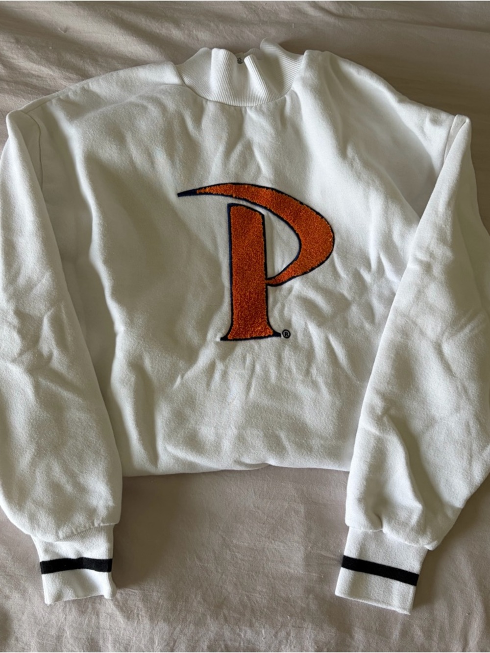 white pepperdine mock neck
